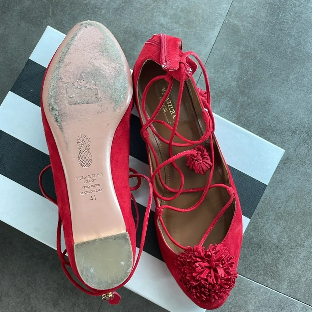 Aquazzura Sunshine Flat. Size 41. Red. - Picture 3 of 5